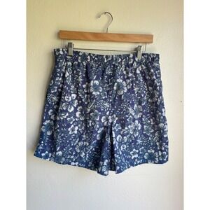 VTG Prospirit Mens Blue Tropical Floral Pineapple Swim Trunk Shorts Size M 32-34